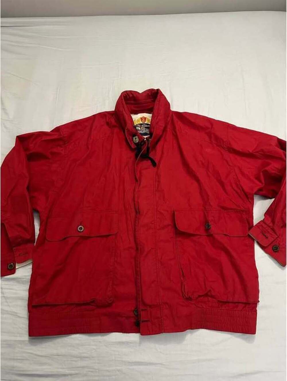 Vintage Burberrys Red Hooded Windbreaker Jacket Mens Size Large Used Good $100